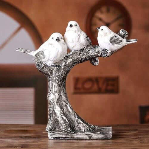 Resin Family Bird Statue Decorative Bird Mother Sculpture Kids Household Ornament Art and Craft Present Furnishing Accessories