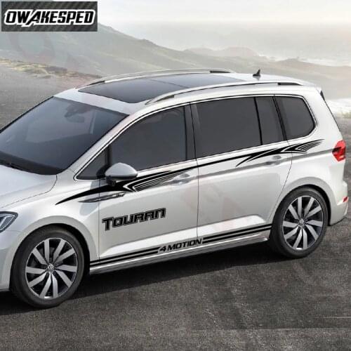 1set Sport Stripes Car Door Waist Line Decor Decals For-Volkswagen Touran Auto Side Skirt Stickers Body DIY Vinyl Decals