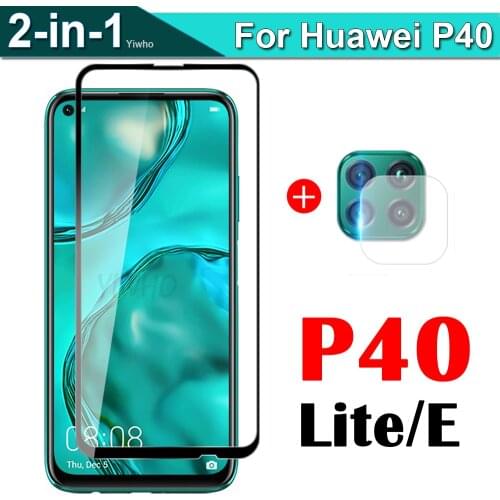 2 IN 1 Camera Lens Glass On For Huawei P40 Lite E Protective Glass For Huawei P30 Light P 40 Screen Protector P30Lite P40Lite