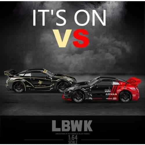 Time Micro 1:64 GTR LBWK Wide Body SportsCar Diecast Model Car Metal Chassis Acrylic Display Collection Model Ornaments