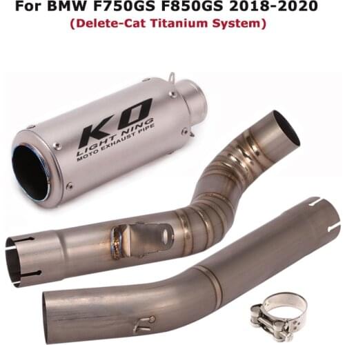Titanium System for BMW F750GS F850GS 2018-2020 Exhaust Muffler Tips Short Mid Link Pipe Delete Catalyst Remove Cat