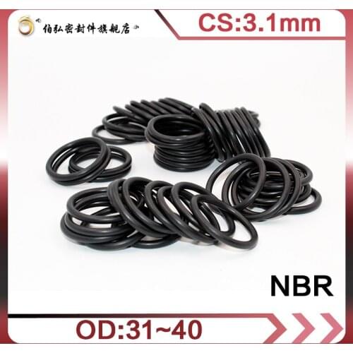 Nitrile Rubber O-Ring 20PCS/lot NBR Sealing CS 3.1mm OD31/32/33/34/35/36/37/38/39/40mm O-Ring Seal Gasket Ring