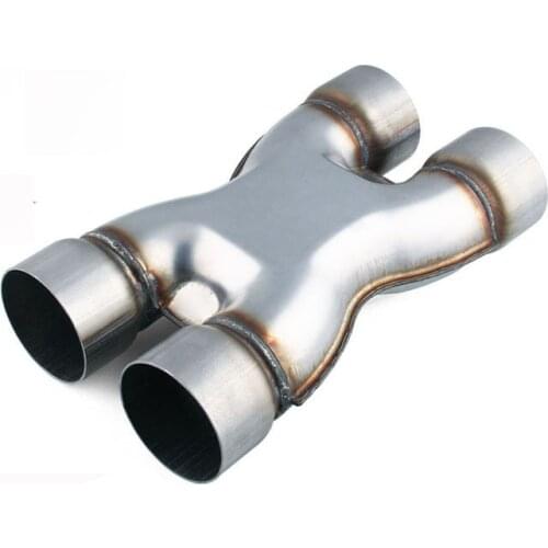 Stainless Steel Car X-PIPE 2.5'' 3'' In/Out Car Exhaust System X-pipe Universal Muffler Tip Four way exhust pipe