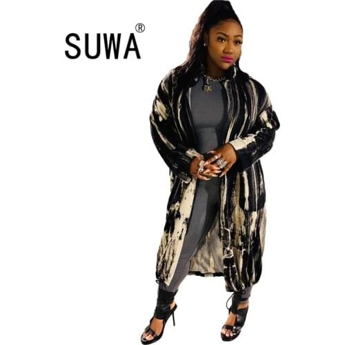 Hot Recommend Style Tie Dye Women Tunic Fall Winter Clothes Long Sleeve Oversize Jacket High Street Fashion Coat Top