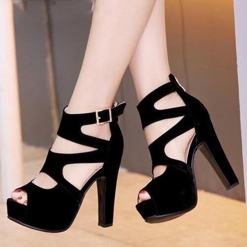 2020 New Summer European and American Sexy Super High Heel Women Shoes Black Rome Black Women Sandals