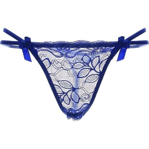 Ladies Sexy Lace Crotch Womens Temptation Sexy Bikini Underwear For Women Opening Pearl Exotic Thong Panties G-String Pendant