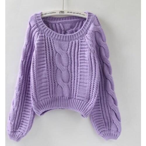 Women Pull Sweaters 2020 New Yellow Sweater Jumpers Candy Color Harajuku Chic Short Sweater Twisted Pull