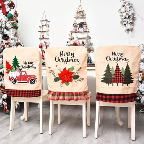 1Pcs Christmas Chair Back Cover Santa Clause Flower Car Tree Christmas Decoration for Home New Year Decor Decoration