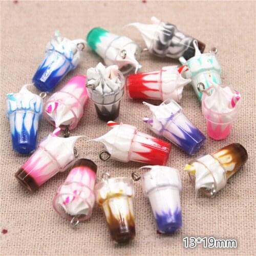 10pcs Mix Colors New Design 3D Plastic Sundae Straw Cup DIY Craft/Jewelry Accessory,13*19mm