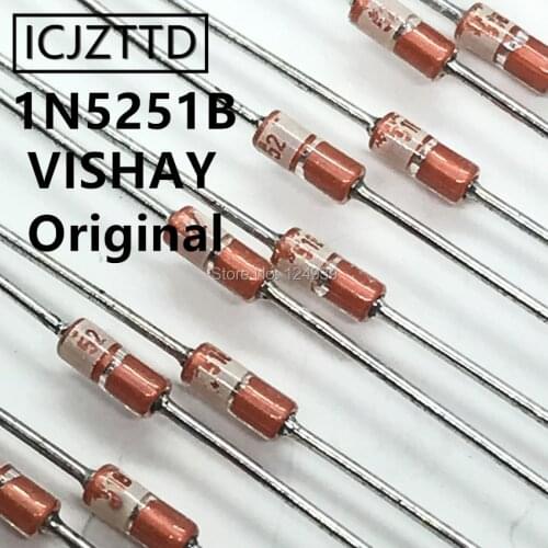 100 Original 1N5249B 1N5249 19V 1N5250B 1N5250 20V 1N5251B 1N5251 22V 1N5252B 1N5252 24V 1N5253B 1N5253 25V DO35 500MW 0.5W 1/2W