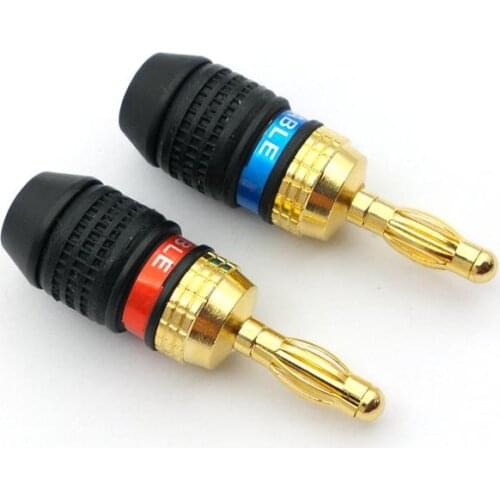 2pcs 24K Gold Plated Copper 4mm Banana plug adapter connector