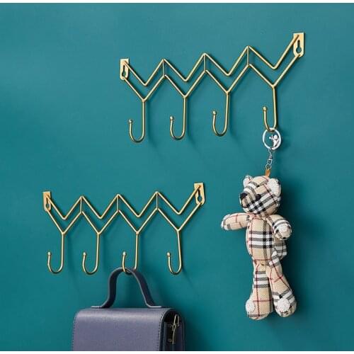 2021 Nordic Ins Simple Light Luxury Golden Key Hanger Creative Home Cloakroom Bedroom Wall Decoration Coat Hook