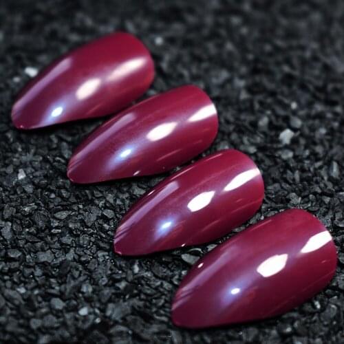24pcs Sexy Grape Purple Stiletto Point Shape False Nails Faux Ongles Full Cover Artificial Nails Fake Nail Fuax Ongles