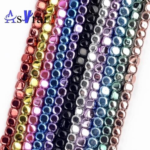4*4mm Natural Hematite Stone Beads Square Loose Spacer Beads For Jewelry Making DIY Bracelet Necklace Charms Accessories 15inch