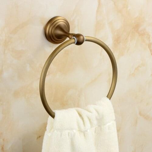 Antique Copper Towel Ring Solid Brass Towel Rack Brush Round Towel Holders Wall Mounted Bathroom Accessories Products
