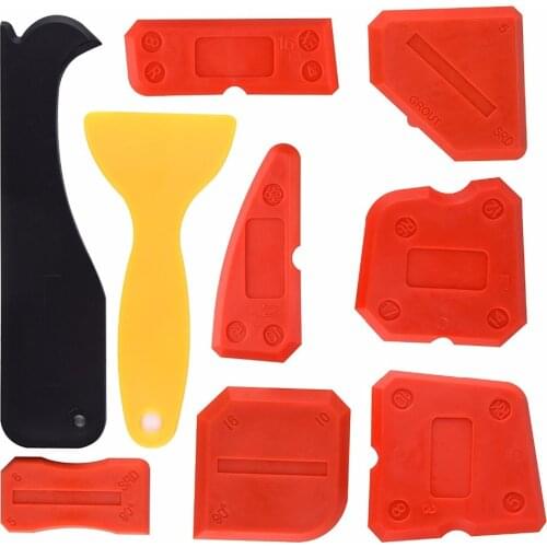 Free Shipping 9pcs per Set Silicone Sealant Scraper Smoothing Tool Caulking Tool Kit Grout Finishing Tools