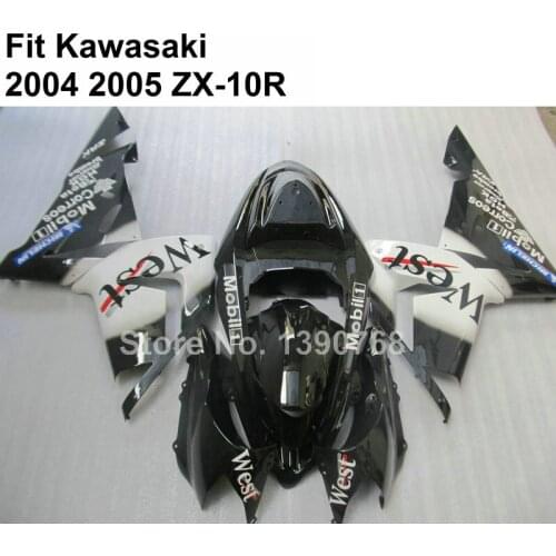 Free custom fairing kit for Kawasaki Ninja ZX10R 04 05 white black fairings ZX-10R 2004 2005 7 gifts KO38