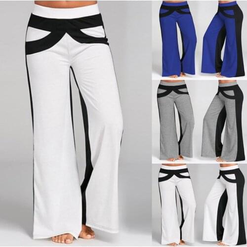 Women Fashion Casual color Splicing Wide Leg Leisure Movement Drawstring Pants Athletic Exercise Running Pants Slim Trousers