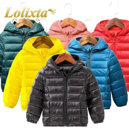 Kids 1-10 years autumn winter basic warm hooded down coat for little girls boys candy colors jackets outerwear children clothes