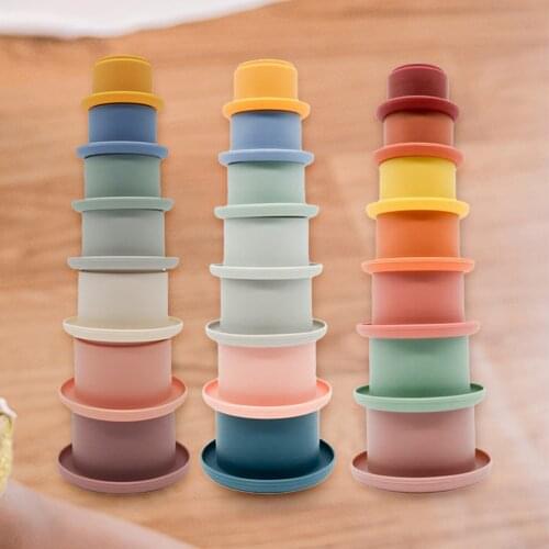 Infants Stacking Cups Baby Bathing Toy Game and Drain Holes Water Games Birthday Gifts
