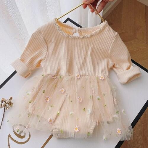 AmyaBaby Baby Girl Romper Long Sleeve Autumn Flower Birthday Infant Clothes Baby Jumpsuit Princess Costume Girls Onesie