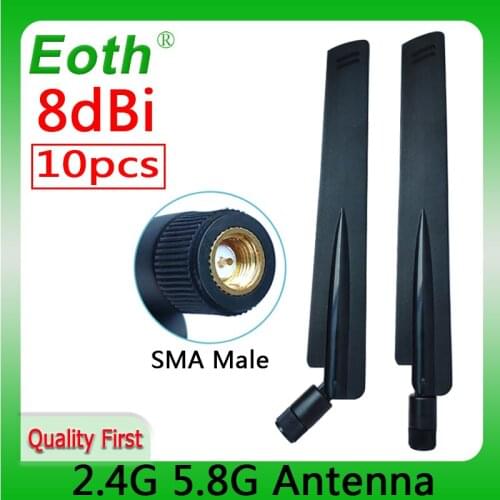10p black 2.4GHz 5GHz 5.8Ghz Dual Band wifi Antenna 8dBi SMA Male Connector wi fi 2.4 ghz 5G 5.8G Antena aerial wireless router