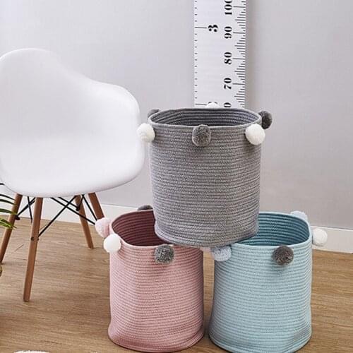 Cotton Rope Storage Bag Kids Toy Sundries Organizer Home Laundry Basket With Hairball Washing Dirty Clothes Baskets Organizador