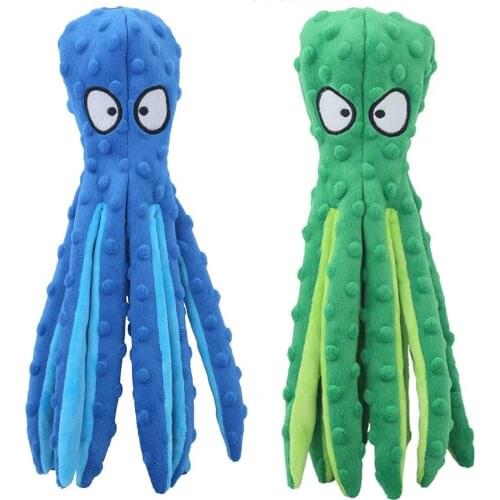 Dog Squeaky Toys Octopus - No Stuffing Crinkle Plush Dog Toys for Puppy Teething, Durable Interactive Dog Chew Toys Training