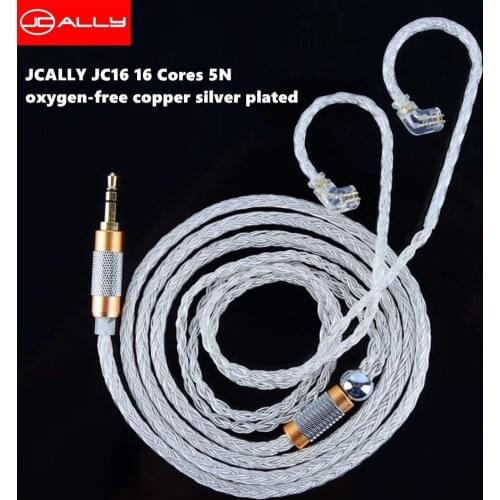 JCALLY Silver JC16 6N OFC 16 Shares 480 Cores Earphone Upgrade Cable for SE215 IE80 KZ ZST Pro ZSN Pro ZS10 Pro ZSX BL-03 BL-05