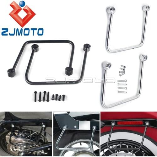 2pcs Motorcycle Steel Saddlebag Mount Brackets Support Accessories For Harley Softail Street Bob FXBB FLSL Side Box Case Holder