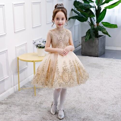 Glizt Sequin Girl Summer Dress Flower Girl Wedding Dresses Lace Girl Party Princess Birthday Dress Kids First Communion Gown