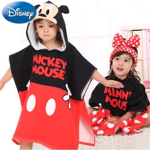 Disney Mickey Cartoon Frozen Elsa Fashion Childrens Hooded Bath Towel Minnie Cape Kawaii Baby Pooh Cotton Cloak