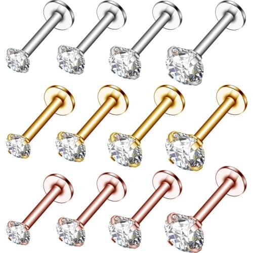 Fashion Crystal Piercing Stud Piercing Earring Flat Cartilage Piercing Stud Helix Jewelry Lip Stud Earring Jewelry