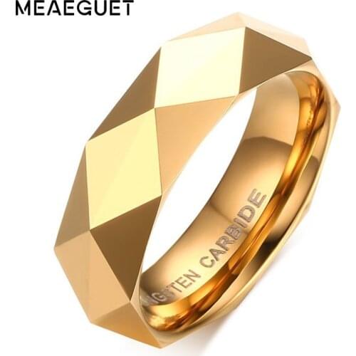 Solid Gold Tungsten Carbide Wedding Brands Mens Ring New Geometric Design Man Jewelry