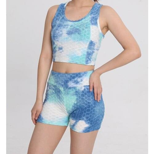 2021 Summer New Female Multi-Color Tie-Dye High Waist Buttocks Breathable Sports Fitness Yoga Suit 3015