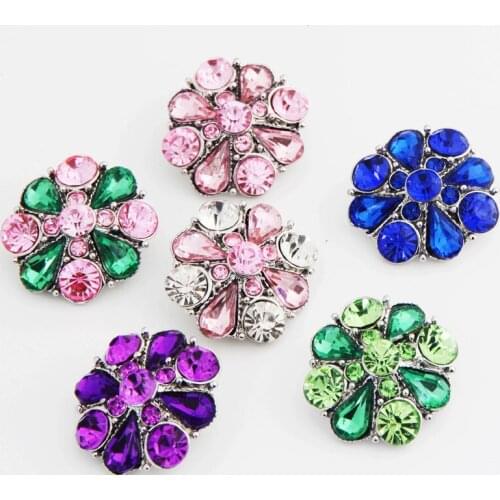 Wholesale 039 3D 18mm 20mm rhinestone metal snap button for Bracelet Necklace Jewelry For Women Fashion accessorie