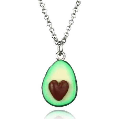 2020 new lovely fruit jewelry necklace avocado heart-shaped hand three-dimensional soft pottery Pendant Earrings