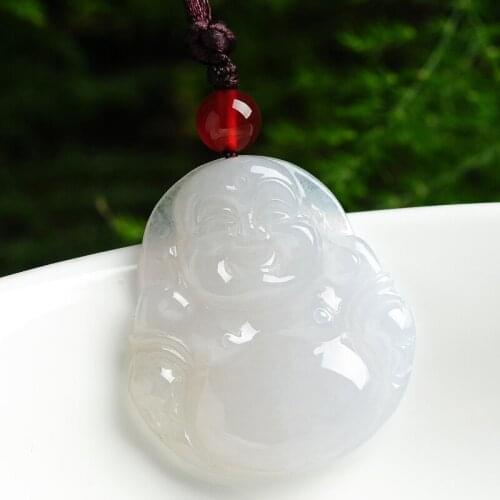 Emerald Ice Bai Mi Buddha pendant women ice waxy seed lever jade pendant pendant cover Safety
