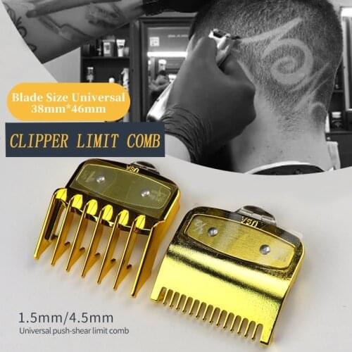 2pce Professional Cutting Guide Comb Hair Clipper Limit Comb with Metal Clip Barber Haircut Accessories Clipper random 1.5/4.5