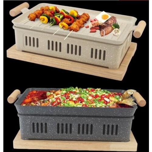 Commercial mini barbecue grills single oven Japanese fish barbecue table BBQ Heat preservation heating rectangular stove 150