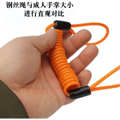 Wire Rope Disc brake lock 1.2m lengthening spring wire rope helmet anti-theft reminder Safety hiking keychain tool