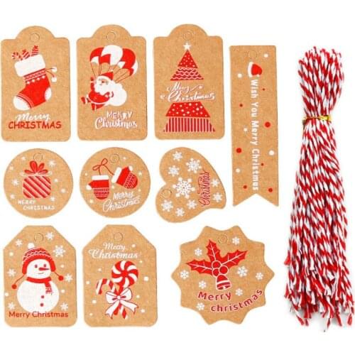 Retro Christmas Kraft Paper Tag Cartoon Santa Claus Tree Gift Tag Card Christmas Decoration Listing