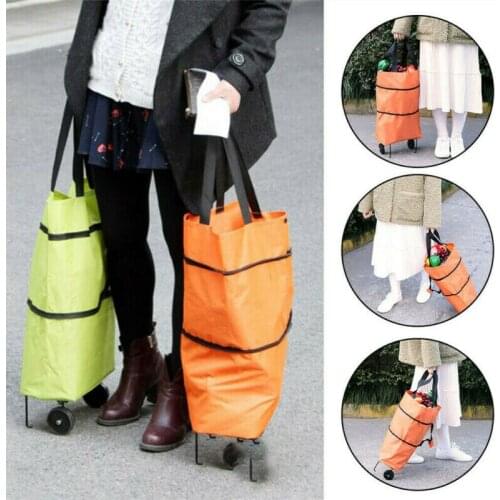 2020 Folding Shopping Cart Laundry Grocery Trolley Handcart Market Bag Portable Shopping Trolley Bag With Wheels Rolling Oxford