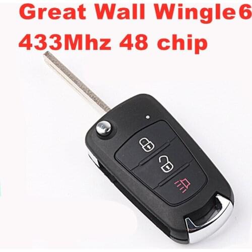 For original Great Wall Wingle 6 folding remote control car key 433Mhz 48 chip