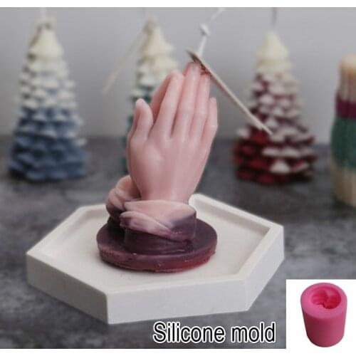 Hands Folded Prayer Scented Candle Silicone Mold Three-dimensional Palm Goodbye DIY Epoxy Plaster Decoration Mold