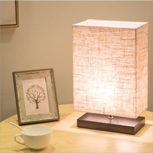 Modern Minimalist Rectangular LED Lamp Solid Wood Table Lamp E27 Japan Style Study Bedroom Bedside Table Lamp
