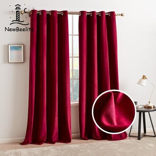 Modern Red Velvet Curtains for Living Room Bedroom European Brown Solid Window Curtains Drapes Customize