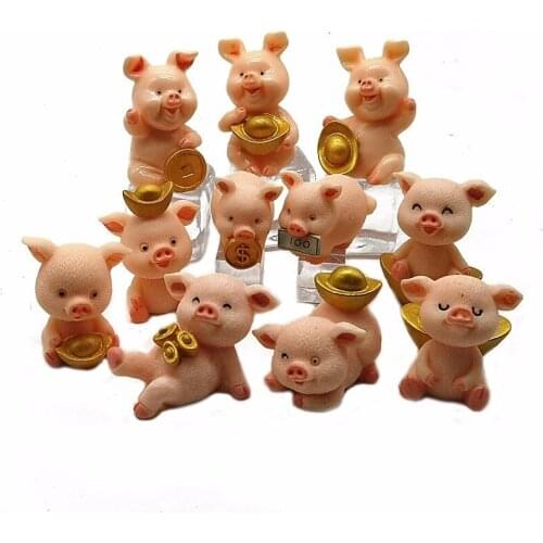 Wealth Pig Souvenirs Golden Ingot Miniature Animal Modern Figurine Resin Craft Mini Garden Decor Home Decoration DIY Accessories