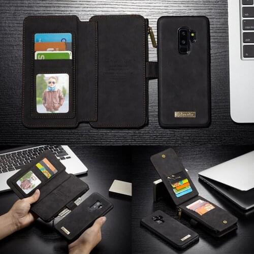 CaseMe Vintage Genuine Leather Multifunction Wallet Detachable Phone Case for Samsung Galaxy S9 S8 S10 S20 Plus Ultra Note 10 9