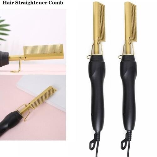 2 in 1 Hair Straightener Curler Wet Dry Electric Hot Heating Styling Comb Hair Curler Hair Flat Irons Hot Heating Comb
